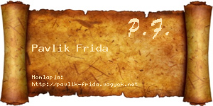 Pavlik Frida névjegykártya